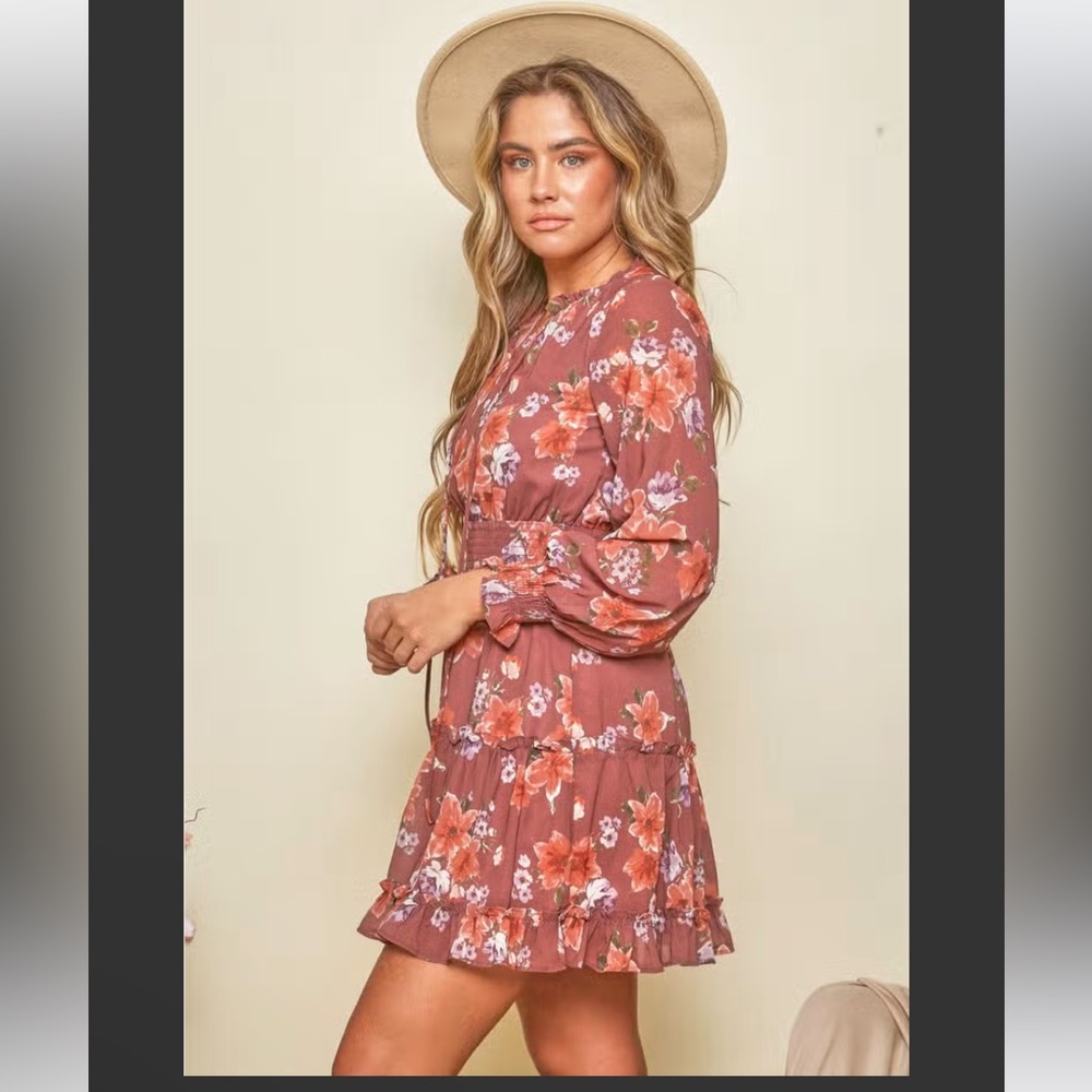 PEACH LOVE CALIFORNIA FLORAL TIERED DRESS ❤️NEW COLLECTION IN STORES❤️ - Picture 3 of 4